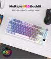 M75 RK ROYAL KLUDGE 2.4G ไร้สาย/บลูทูธ/USB-C คีย์บอร์ดแบบกลไก81คีย์ RGB คีย์บอร์ดเล่นเกมปะเก็นแบบถอดเปลี่ยนได้ด้วยหน้าจอ. 