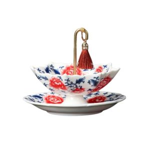 LIEYH Chinese Style Umbrella Tea Strainer Traditional Ceramic Blue and White Porcelain Tea Filter Teas Ceremony Accessories Exquisite Tea Infuser Tea Tray Set Office