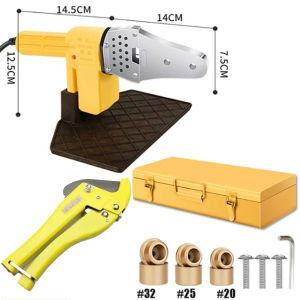 1000W Plastic Pipe Welding Machine with Die Head #20-#63 Pipes Cutter PP PP-R PE PP-C 0-340°C Socket Fusion Welder
