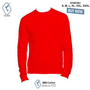 kaos polos merah combed 30s longsleeve / baju distro polos panjang