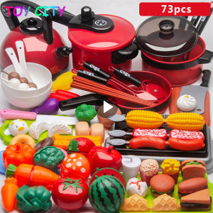 Super Cost-effective Pretend Play Kids Kitchen Set Toys Cooking with Lights Safety Material Art DIY Simulation Food for Boys Girls Gift
