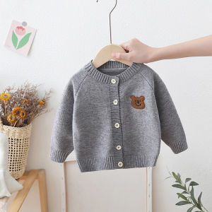 Jingqi Baby Knitted Cardigan Jacket Spring and Autumn New Winter Boys Stylish Childrens Top Girls Baby Sweater