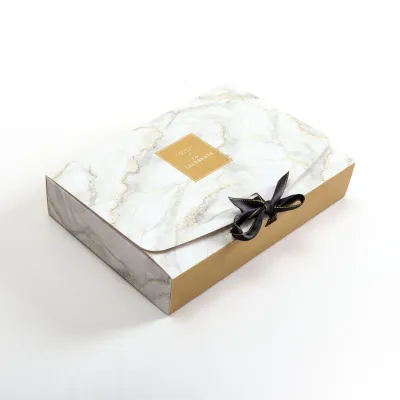 LuckyCat Printed Clamshell w/ribbon cardboard pastry gift box bowknot box combination packaging box