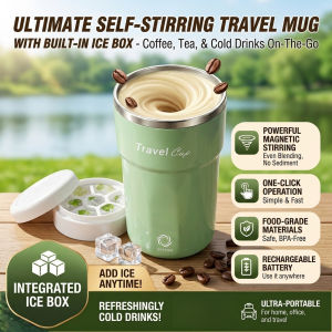 Automatic Stirring Cup with Ice Tray 3 in 1 Self Mixing Tumbler Portable Electric Mixer Bottle Rechargeable Blender Mug for Coffee Milk Shakes