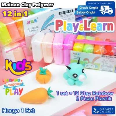 Mainan Clay Polymer 12 Warna Mainan Anak Edukasi Kreativitas Mainan Plastisin DIY Clay anak 12 in 1 king