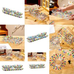Kirilgu Multifunctional Colorful Glass Woven Pattern Snacks Platter Fruit Bowl and Tray H5K8Q