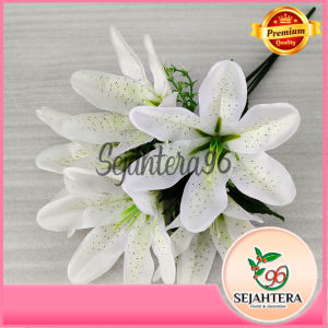 1 PCS Bunga Lily mini Cabang 5 - Bunga Lily Tiger Hiasan Dekorasi Artificial Plastik