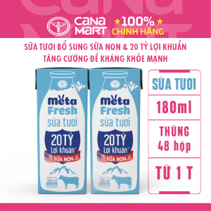 Sữa tươi ít đường Meta Fresh Nutricare 20 tỷ lợi khuẩn tăng cường đề kháng khỏe mạnh tiêu hóa tốt