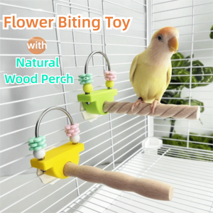 SKINJOY Flower Chew Toy Fun Bird Perch Stand Non-slip Wear-resistant Paw Grinding Sticks Safe Easy Installation Parrot Standing Pole Birdcage Use