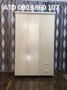 Tủ nhựa áo quần 3 cánh lắp ráp nguyên khối cao 1m7 màu kem trắng sang đẹp hcm bình dương đồng nai