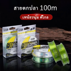 100เมตร สายตกปลาไนลอน สายไนลอนแรงดึงสูง สายตกปลาแบบใส ป้องกันการม้วนงอ จมง่าย