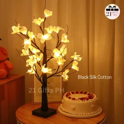 Bonsai Tree and Rose Flower Tree LED Lamp Fairy Lights Pearls Cherry Blossom Tree Lamp Gold leaves