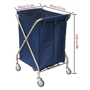 HEJI Removable Bags With Laundry Basket Heavy Duty Linen Cart On Wheels Commercial Hospital Dirty Rolling Laundry Cart Rectangle Collecting Cart for Hotel 40L Capacity