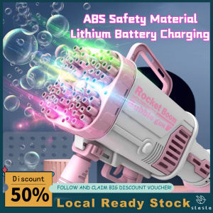 【Ready Stock】Kids Bubble Machine Toy 64-Hole Bubble Machine with Bubble Machine Charging Electric Rocket Launcher Wedding Bubble Machine Soap Water Children Outdoor Bath Toys