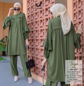Setelan Long Tunik Celana Panjang Thisa Oneset Fashion Wanita Muslimah Modern