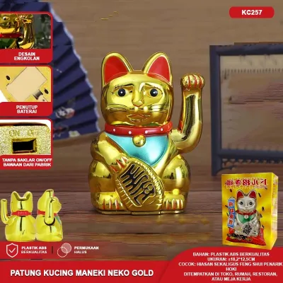 Patung Kucing Hoki Lucky Cat Batrai Kucing Hoki Patung Kucing Pemanggil Rejeki Baterai