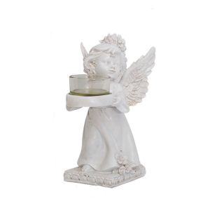 ELFINL Resin Angel Candle Holder Nordic Decorative Angel Display Holder Creative Retro Resin Angel Ornament Home Decor