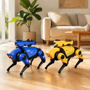 DJDK with Light Electric Robot Dog Intelligent Walking Sound Effects Mechanical Dog Simulation Light Music Bionic Robot Dog Children Gifts