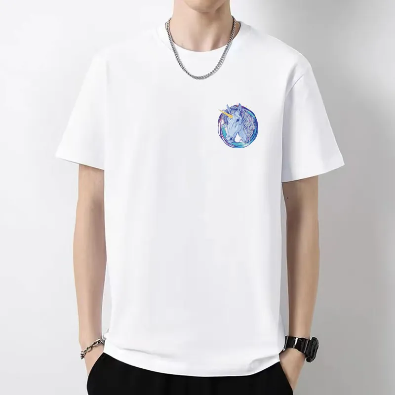 Simple mens white T-shirt with neutral fabric soft solid color