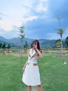 [Voucher 15% MOV 199K cap 100K Đầm A công sở HeraDG thiết kế cổ bẻ ve sang trọng có nắp túi trang trí chất liệu Tuytsi cao cấp SDPBC6126