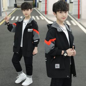 TUmama เสื้อนอกแขนยาวลำลองสำหรับเด็กผู้ชายแจ็คเก็ตมีฮู้ดฤดูใบไม้ผลิและฤดูใบไม้ร่วง2025พร้อมพิมพ์ลายตัวอักษรสไตล์อินเทรนด์