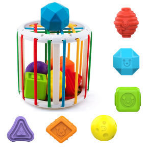 Baby Shape Sorting Toy Sorting Baby Toy with Elastic Bands Sensory Sorting Bin Fine Motor Skill Early Learning Preschool Educational Gift Ages 10 Months and Up