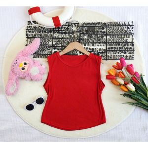 Áo sát nách lai bầu nhẹ chất co giẫn 4c thun gân nhuyễn kẹp tóc cho bé gái 6-35kg.A3SN02