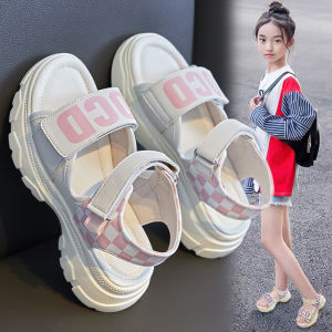 Xăng đan quai dán kẻ caro Sandal bé gái mẫu mới nhất đế êm da mềm thoáng khí Dép quai hậu bé gái đi biển Mùa hè BC140
