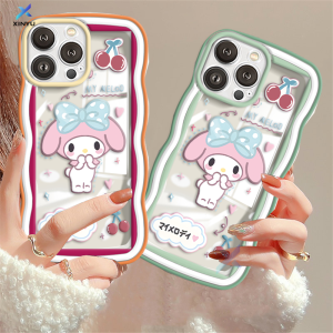 (Lokal Ready) Xinyu Casing hp iPhone 11 iPhone 14 Pro Max iPhone13 Pro Max 11 Pro Max iPhone 12 XR XS MAX iPhone 6 6S 7 8 Plus SE 2020 My Melody pola krim lembut bening batas gelombang Soft Case