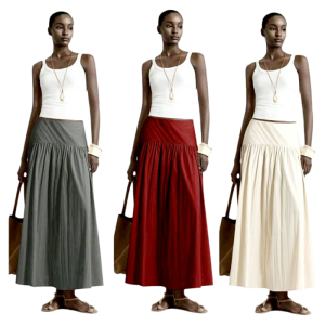 Elegant Full-Length Pleated Skirt with Elastic Waist for Women AA