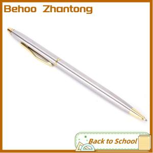 Behoo 1pc Metal Ballpoint Pen Stationery Stainless Steel Rod Rotating Pen Ballpen