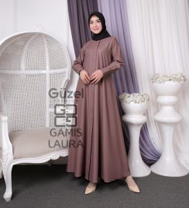SerendaStore Gamis Polos Wanita Terbaru Madina Laura Dress Muslim Wanita Toyobo Bordir Terbaru 2023