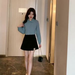 Ammin 2024 R Thanh Lịch Tinh Khiết Bông Thêu áo ren Cho Phụ Nữ phong cách Hàn Quốc Đa Năng Thời Trang Áo Dài Tay Ve Thanh Lịch áo ren