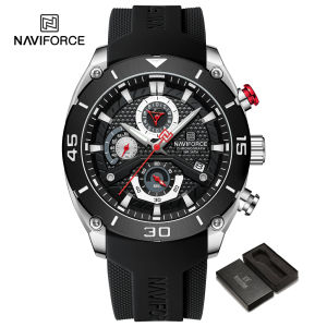 NAVIFORCE นาฬิกาข้อมือสำหรับผู้ชายแบบดั้งเดิมกันน้ำสายซิลิโคน2023กีฬาเรืองแสงโครโนกราฟปฏิทินควอตซ์นาฬิกาข้อมือแฟชั่นลำลอง