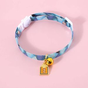 Pet cat dog collar with pendant and bell chinese-style hot stamping anti-suffocation adjustable necklace