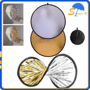 Reflector Fotografi 2in1 Reflektor Cahaya 30cm Reflektor Fotografi Portabel Reflector Cahaya Midio Warna Silver Gold