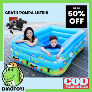 *FREE POMPA LISTRIK* DINOTOYS PLAYGROUND KOLAM RENANG JUMBO ANAK MURAH FREE POMPA LISTRIK INFLATABLE POOL KOLAM TIUP 2 DAN 3 RING LAPISAN BERBAHAN TEBAL DASAR GELEMBUNG MULTIFUNGSI BISA UNTUK MANDI BOLA USIA ANAK 1-8 TAHUN INTEX BESTWAY MAINAN ANAK
