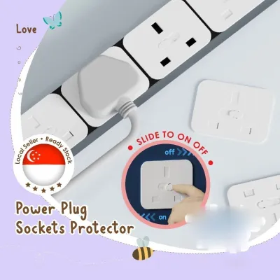 Convenient Slide On SG Electric Outlet Socket Cover | Prevent Baby Electric Shock | Power Plug Protector