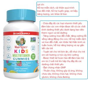 Kẹo dẻo trái cây hữu cơ tổng hợp vitamin Mary Ruths KIDS MULTIVITAMIN GUMMIES 30 Gummieschay không đường cho trẻ em của Mỹ