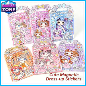 DIY Fridge Magnetic Cartoon 10set Princess Dress Up Sticker Handmade Toys for Kids