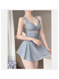 Swimsuit womens one-piece skirt conservative slimming hot spring