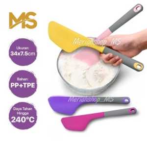 34x7.5cm Spatula TAHAN PANAS Silikon Jumbo Premium FOODGRADE Pengaduk Adonan Tepung Kue Baking Scrapper Spatula Ku