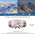 Karsaer Ski Goggles Anti-Fog Snow Goggles OTG 100% UV Protection Snowboard Goggles Bendable Dual-Lenses for Men Women Youth. 