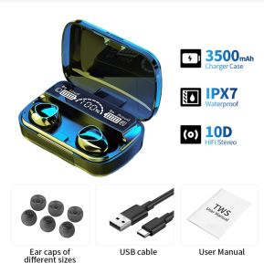 TWS and powerbank 2 in 1 Wireless Earphone M19/M10/ F9-5 Headset Bluetooth 3000mAh bisa jadi Power Bank