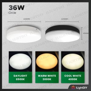 <2 YEARS WARRANTY> 24W/36W 3 COLOR BLACK/WHITE ROUND/SQUARE LED SURFACE PANEL LIGHT HIGH QUALITY SURFACE DOWNLIGHT