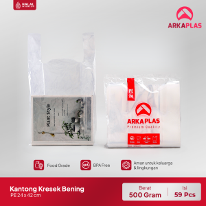 ARKAPLAS Plastik Kantong kresek PE bening 24x42