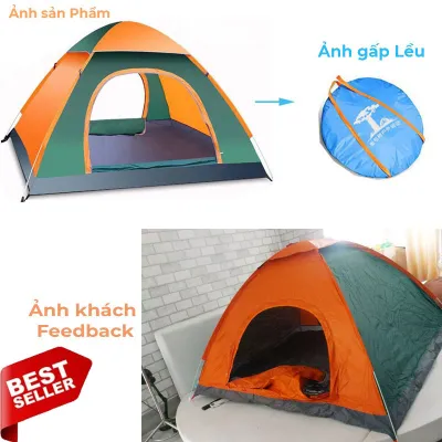 Lều cắm trại tự bung chống nước cho 4-5 người - Lều dã ngoại du lịch 2 cửa 2 lớp thông thoáng