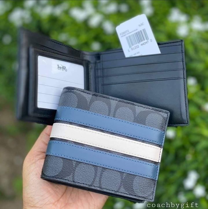 Coach wallet blue discount stripes