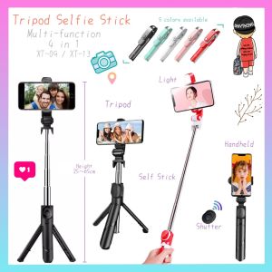 Selfie Stick With Tripod Led Light Bluetooth Remote Control Foldable Handheld Monopod Phone Selfie Stick