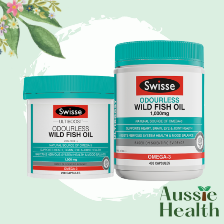 Swisse Ultiboost Odourless Wild Fish Oil 1000mg Natural Omega 3 l Good for Heart, Brain, Eye